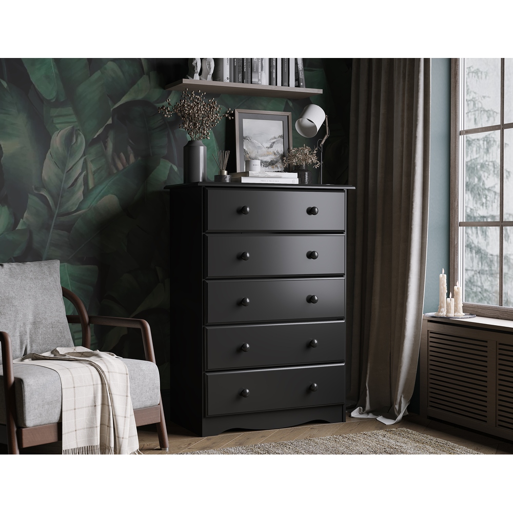 Tall 6 shop drawer dresser black